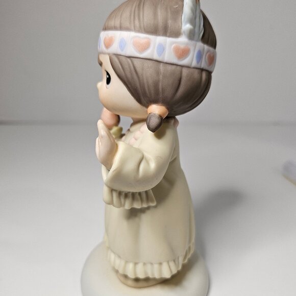 Precious Moments Collection 1992 Porcelain "Bless-Um You" Figurine Native Americ - Picture 3 of 9